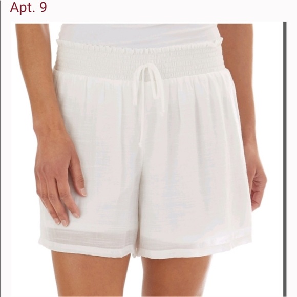 Apt. 9 Pants - Apt. 9 White Smocked Waist Gauze-like